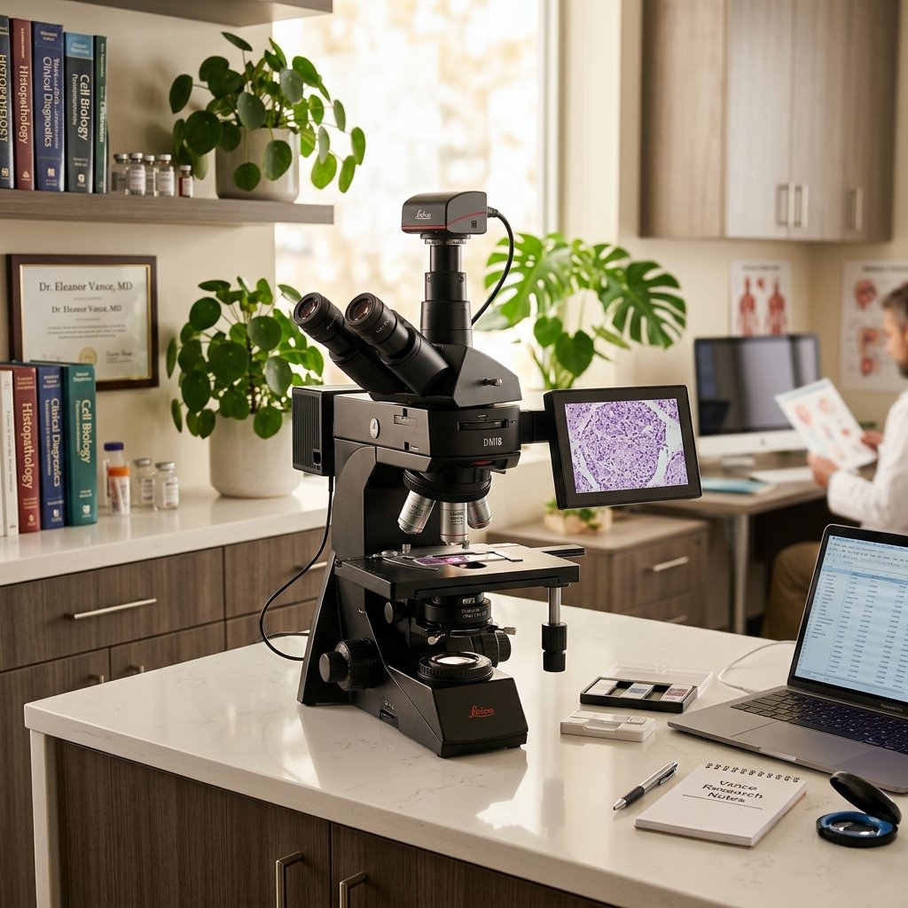 Microscópio de fase no consultório do ginecologista